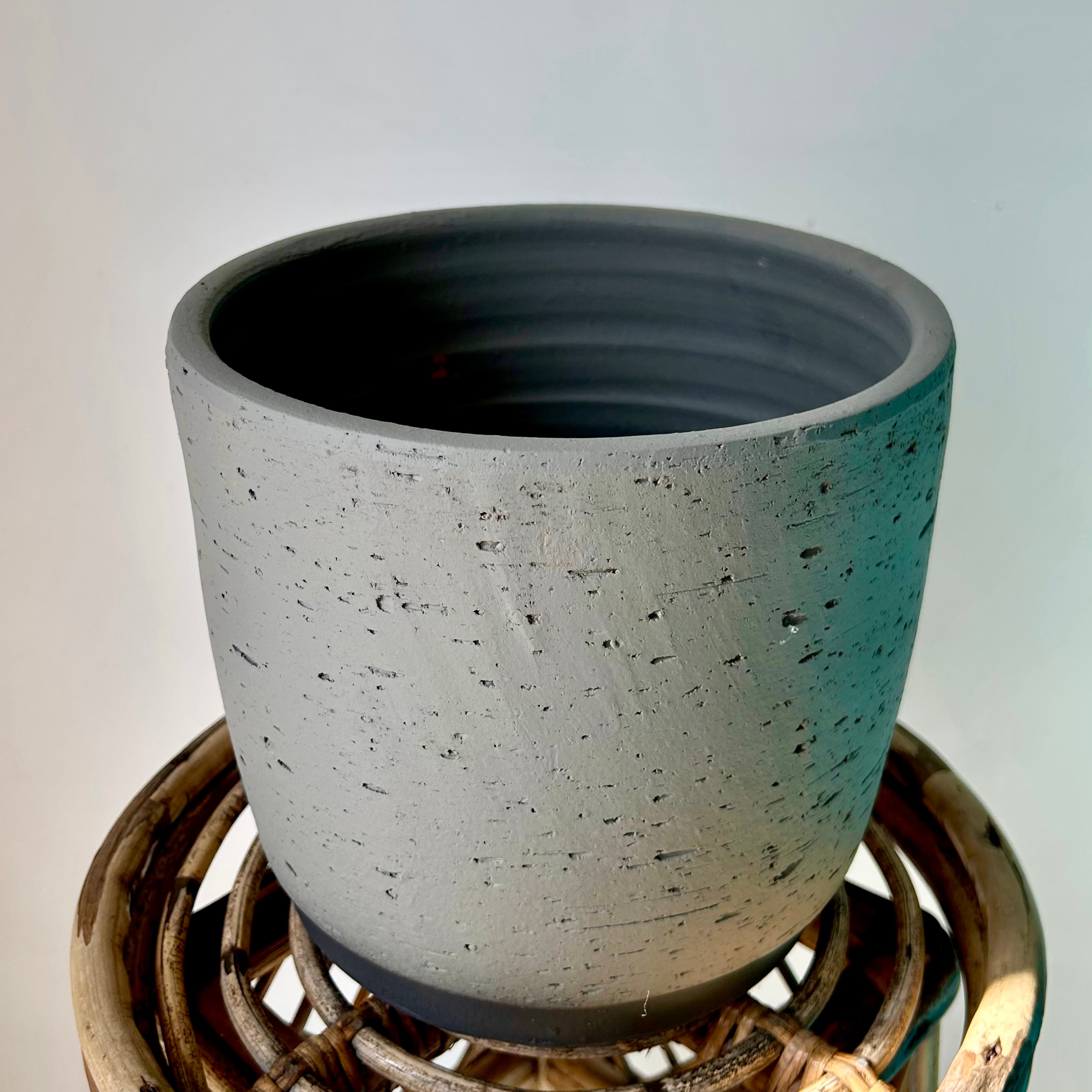 SLOAN Textured Decorative pot Grey (8”x8”)