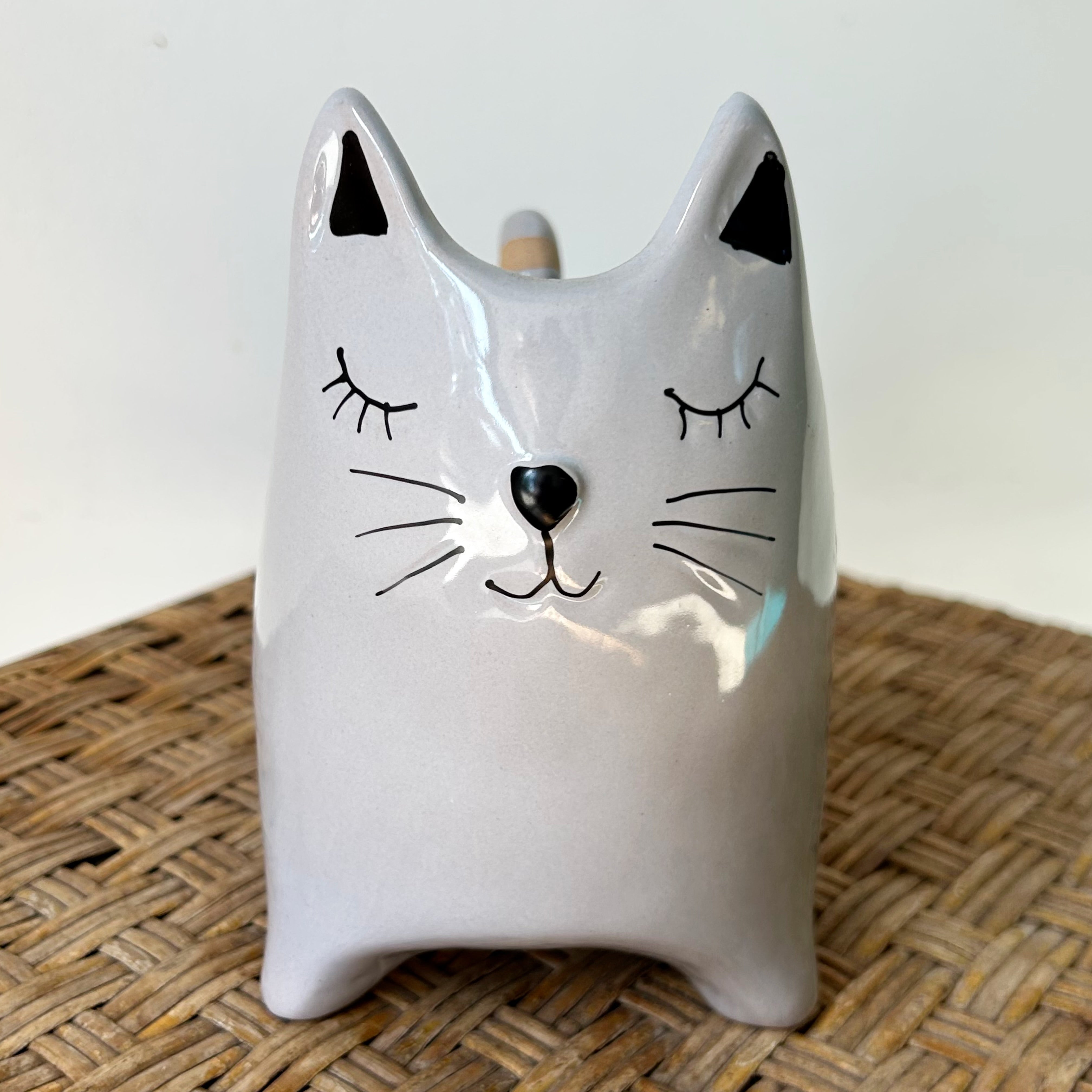 Decorative Kitten Ceramic Planter (3”x3”)