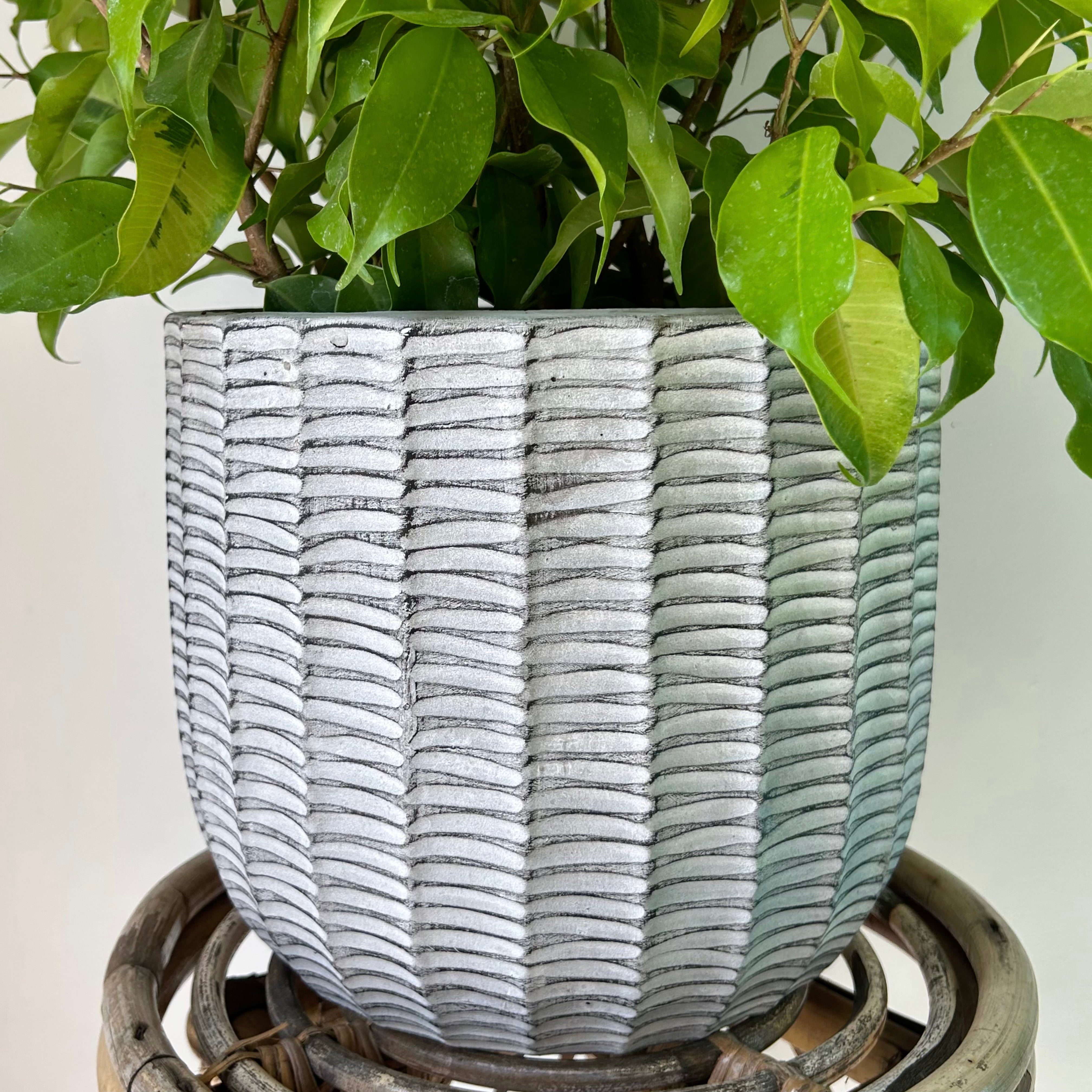CORBIN Large Decorative Pot w. Woven Design (9.5”x8.5”)
