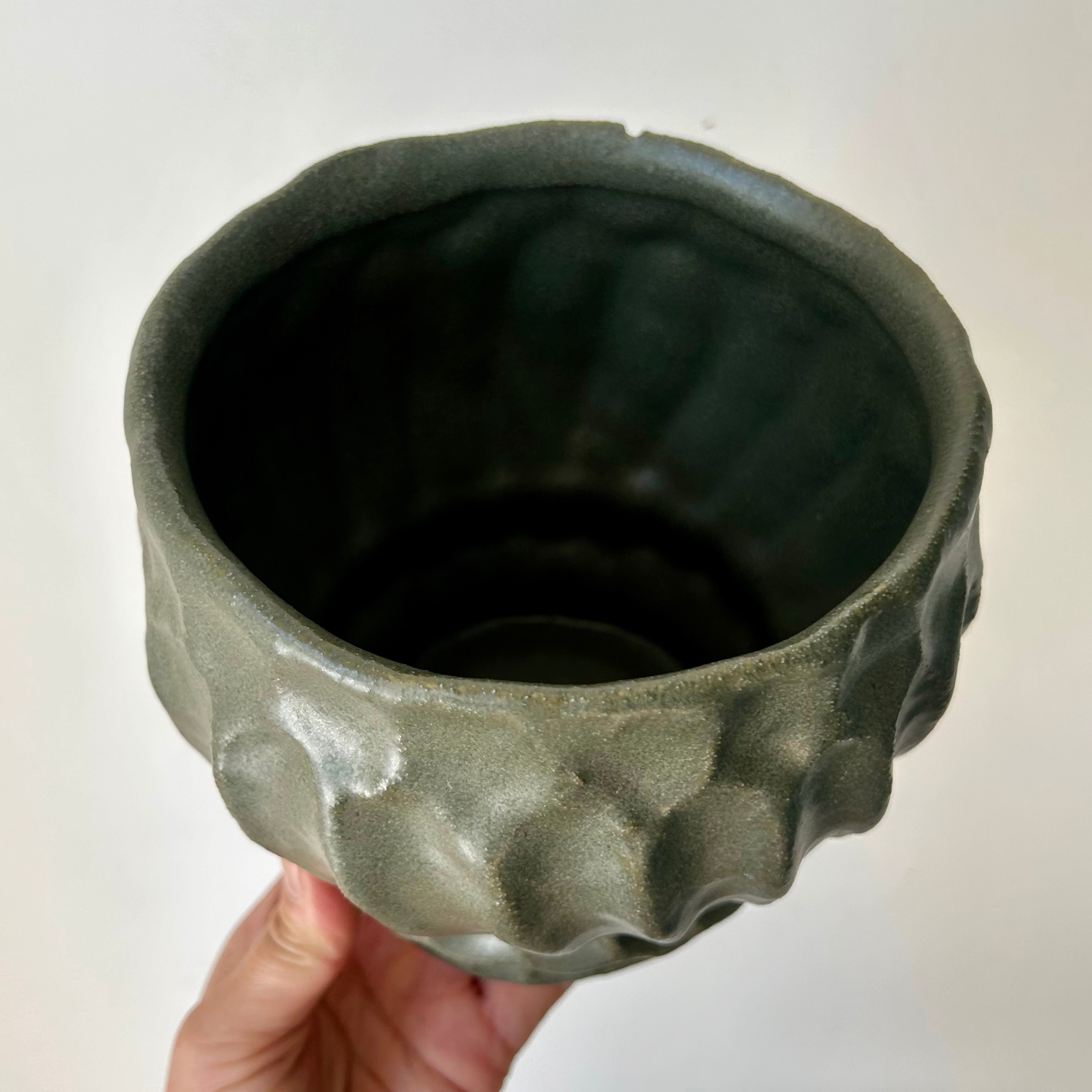 IRIS Raised Decorative Pot (available in two sizes) Dark Green