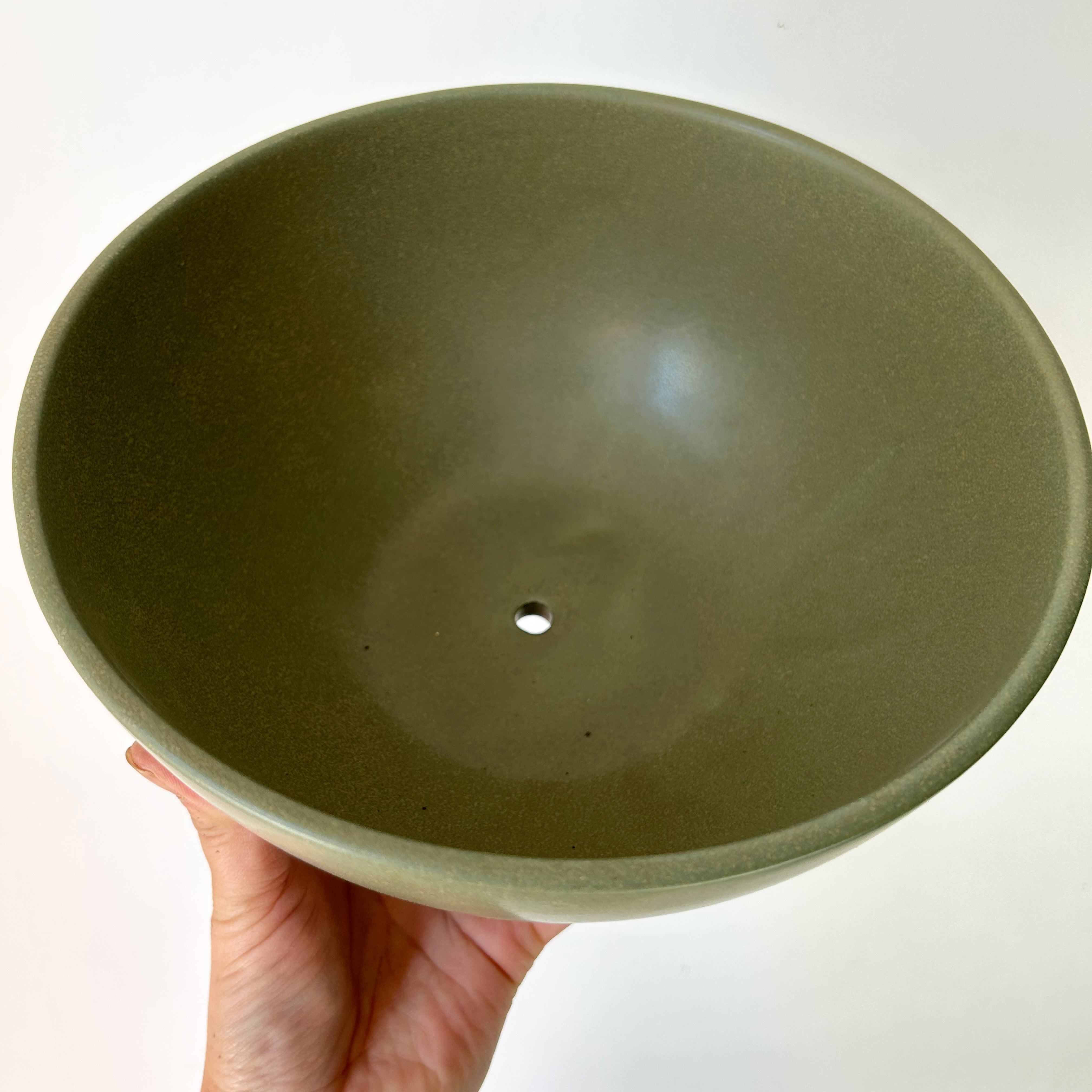 BETTINA Planter with Saucer  (Olive Green) 8.5”x4”