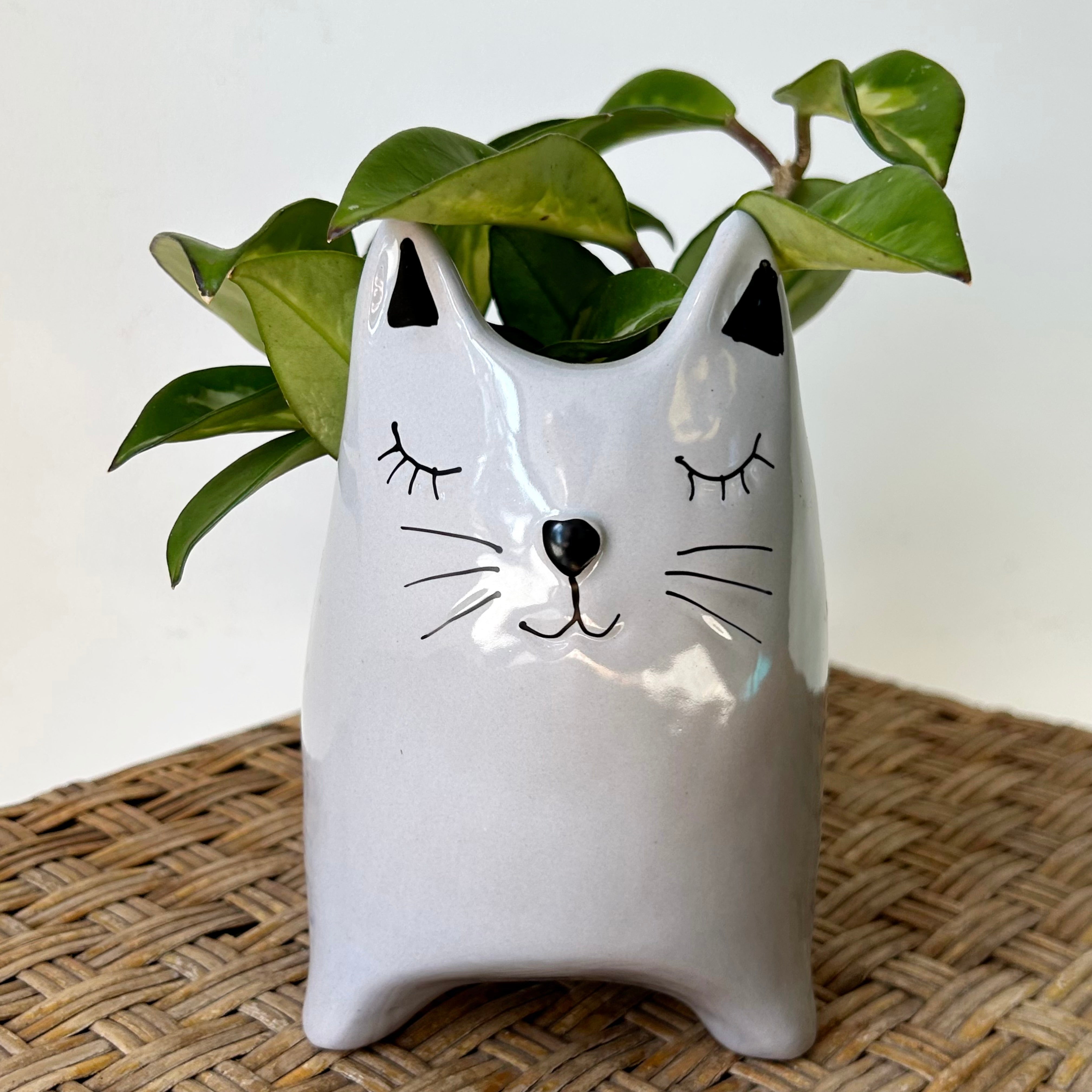 Decorative Kitten Ceramic Planter (3”x3”)